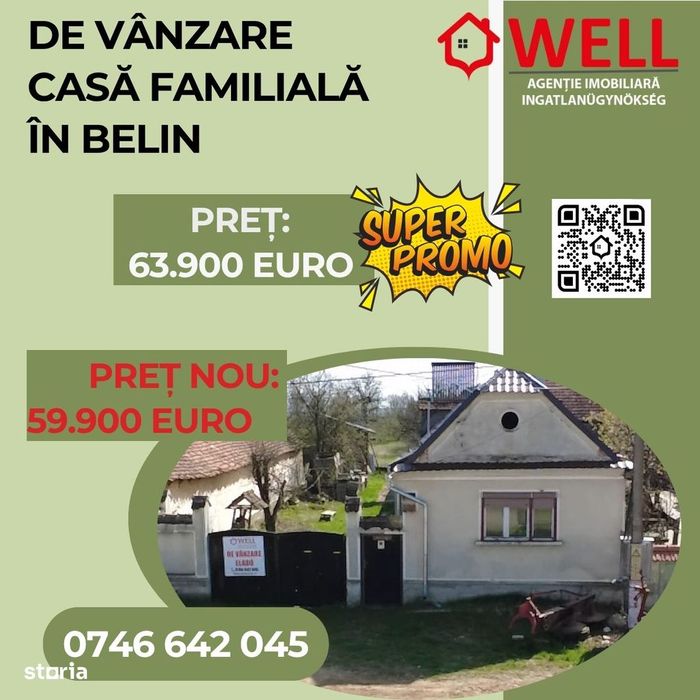 De vânzare casă familială în loc.Belin