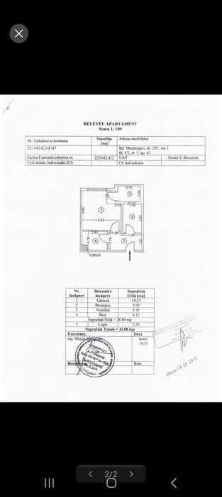 Vând garsonieră confort 1 cu loc de parcare atribuit
