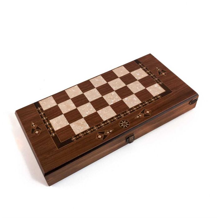 Joc table si sah din lemn masiv mini. 2218 walnut. Cadoul perfect