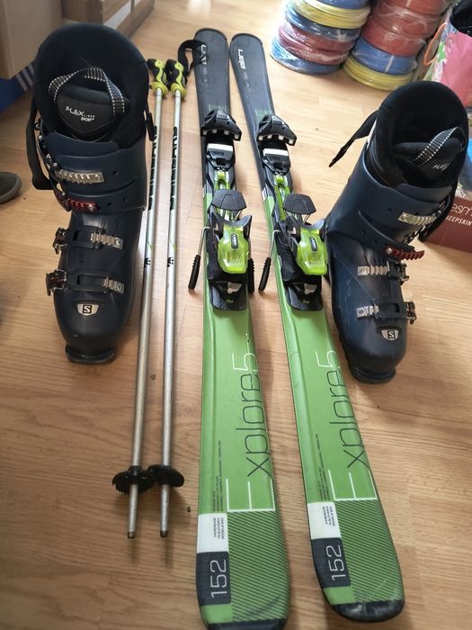 Schiuri Elan 152, clăpari Salomon 28 + bețe și cască