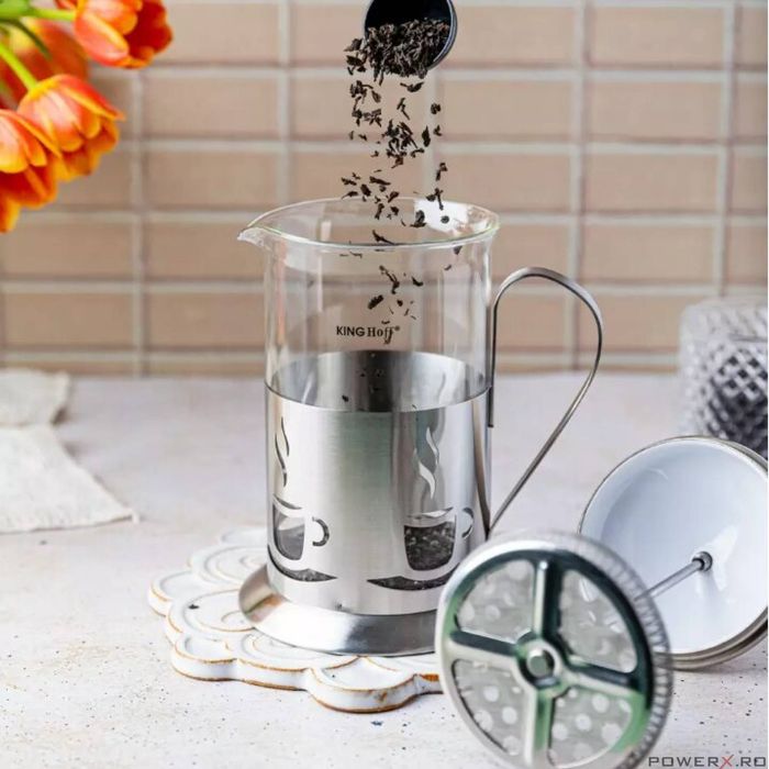 Infuzor pentru ceai si cafea, ceainic cu presa, capacitate 800 ml, din