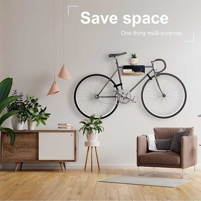 Стенна стойка за велосипед MOSHAY S-Rack, алуминий и дърво