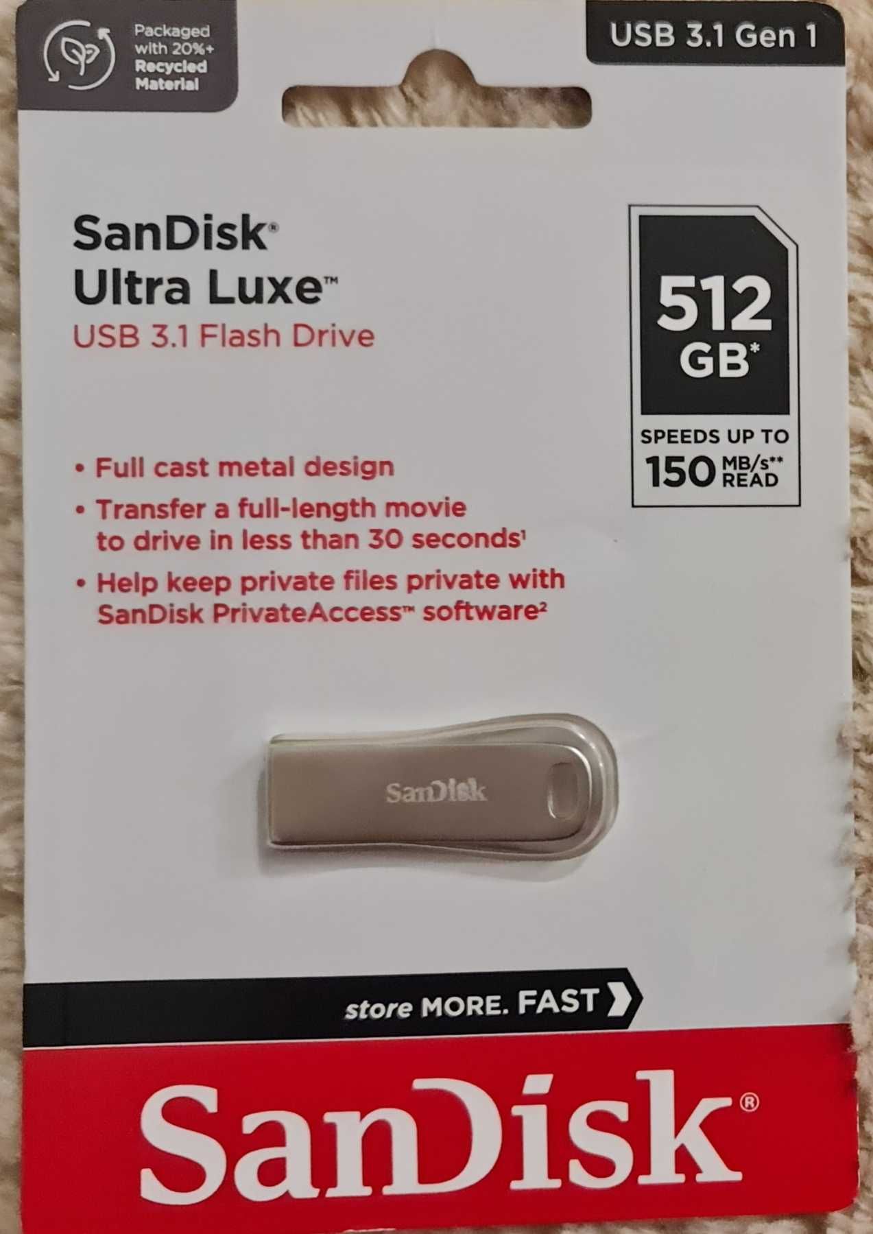 USB Flash памет SanDisk Ultra Luxe, 512GB, USB 3.1