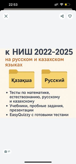 Пробные тесты НИШ