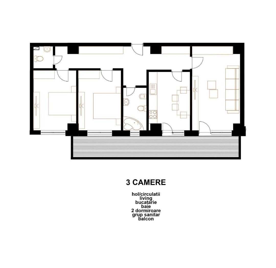 Apartament 3 camere bloc nou ultracentral