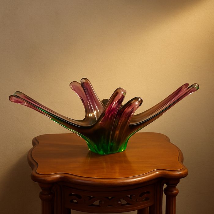 Фруктиера от разноцветно духано стъкло Мурано Италия 1960 1970