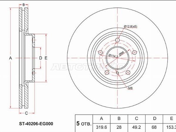 Диск тормозной Nissan Murano