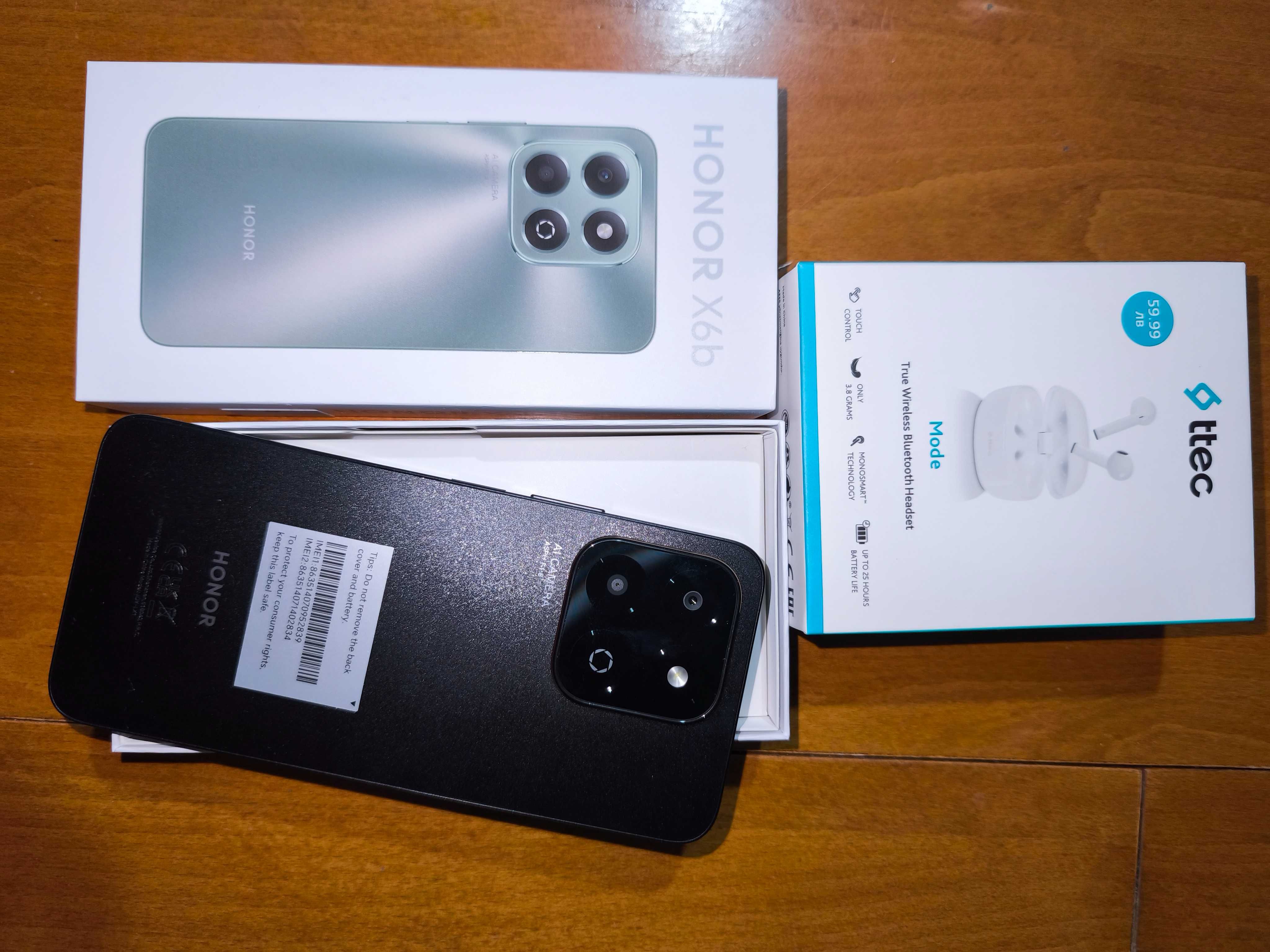 Нов Honor X6B 128gb + нови слушалки ttec 2KM145B