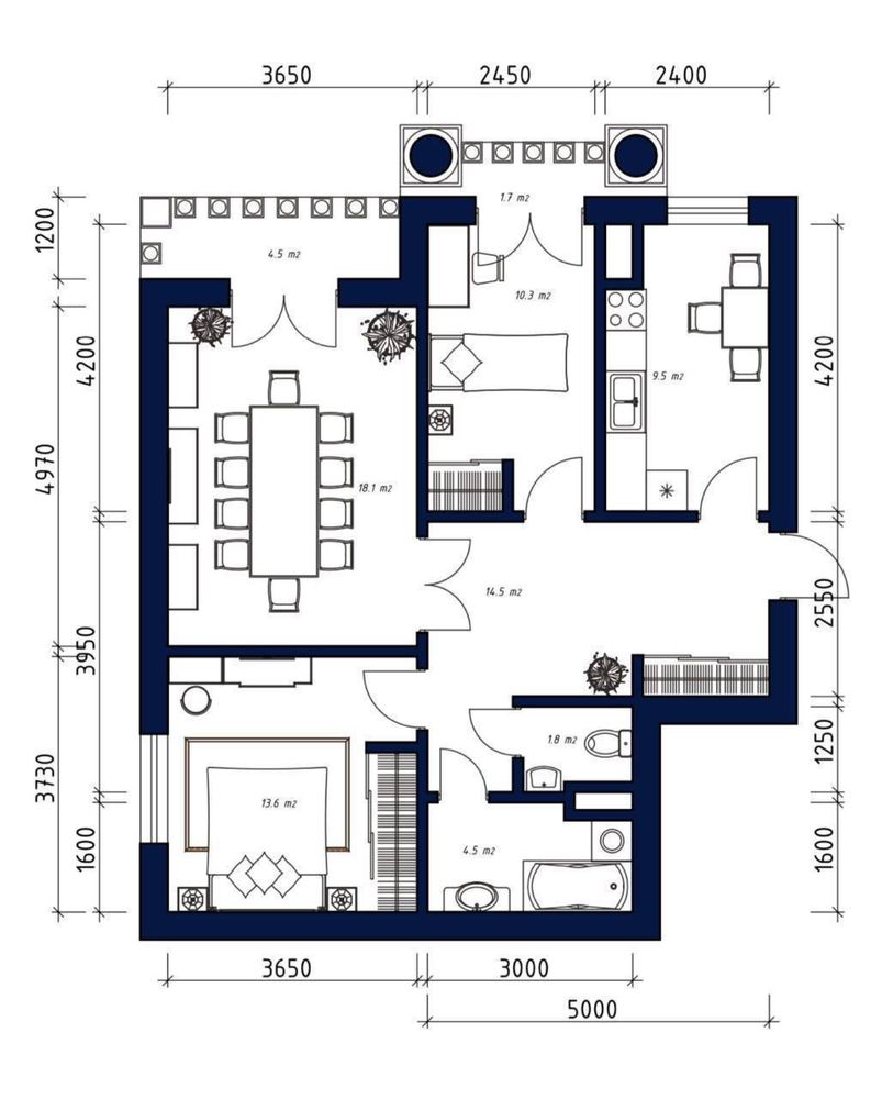 Новостройка Oq Saroy 3/8/9 Паркентский 77м2 коробка