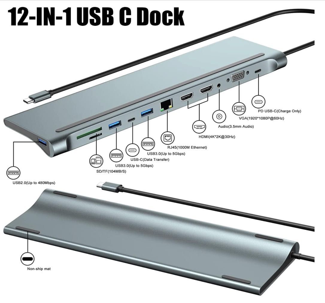 USB C Докинг Станция 2 HDMI, 4K Thunderbolt Двоен Монитор