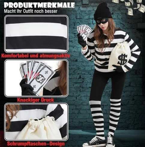 Костюм на крадец за възрастни от 7 части, карнавален костюм