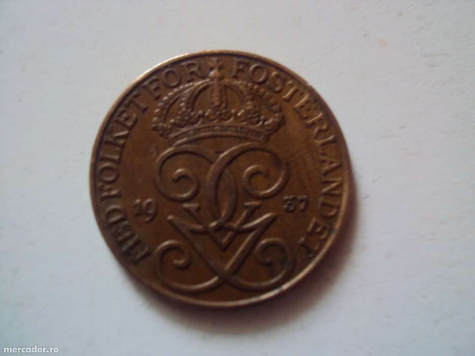 Moneda rara bronz de 5 Ore 1937 A Suedia