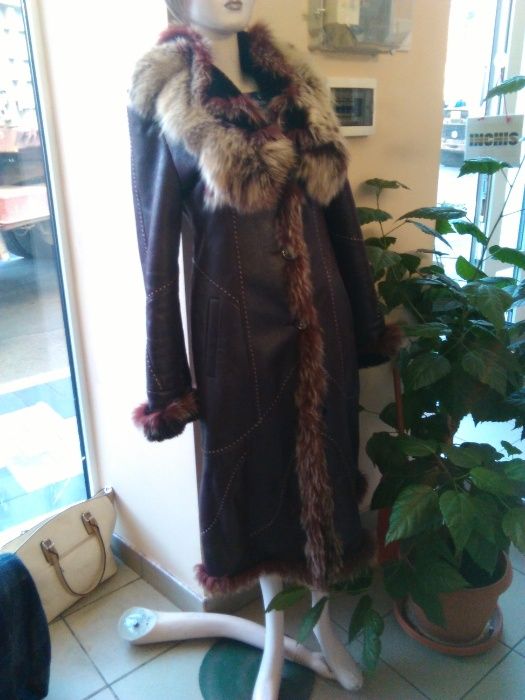 Vand cojoc modern palton cu guler de vulpe argintie