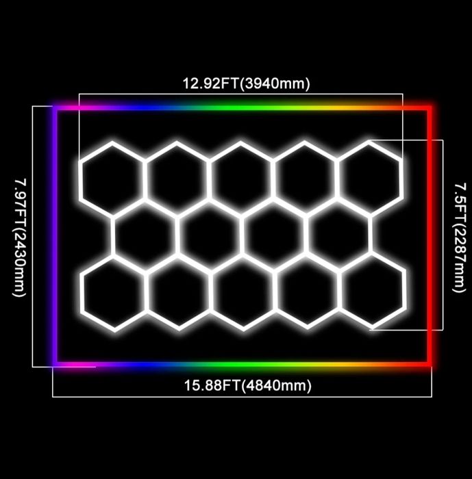 Kit 14 Lumini Hexagon RGBW Symphony HoneyComb iluminat garaj detailing