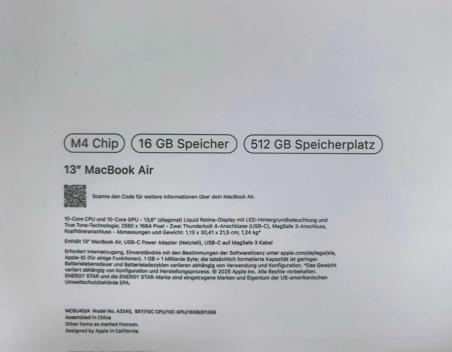 Нов MacBook Air M4 13" 16/512GB с Гаранция