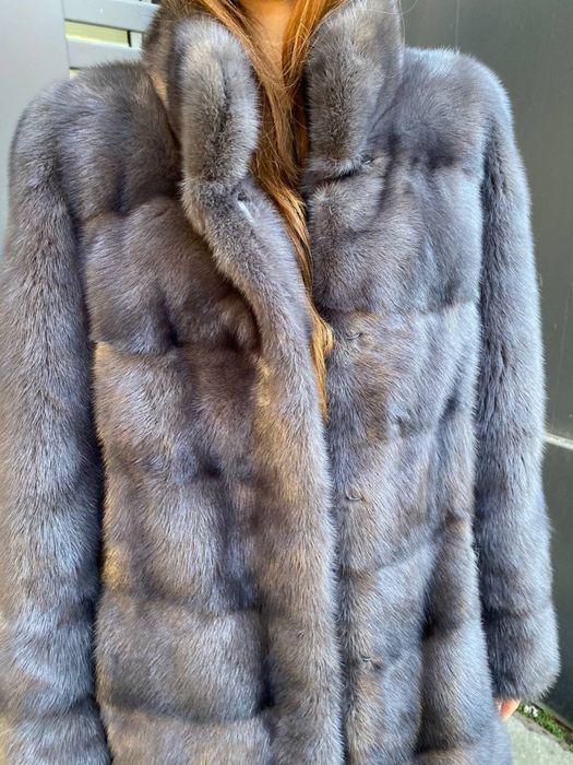 Норка шуба графит