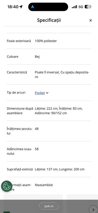 Vand canapea noua cu spatiu de depozitare