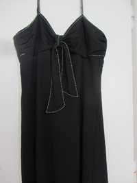 Дамска официална черна рокля с презрамки размер 44