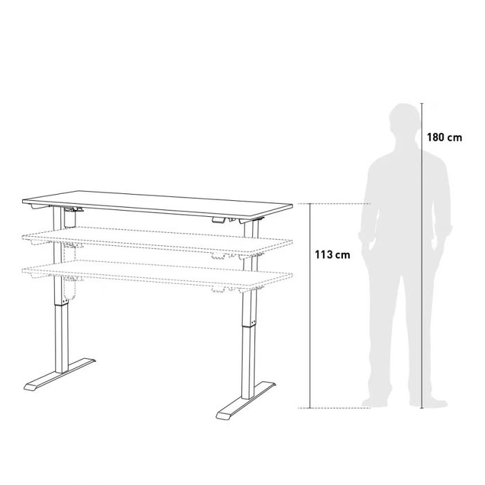 Birou electric reglabil  Standwalk 120, 120x60cm, Negru, Blat inclus