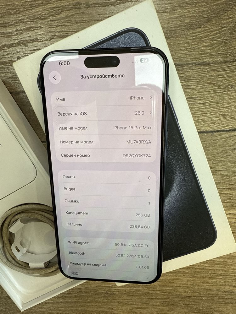 Iphone 15 pro max blue titanium 256gb 88% батерия!