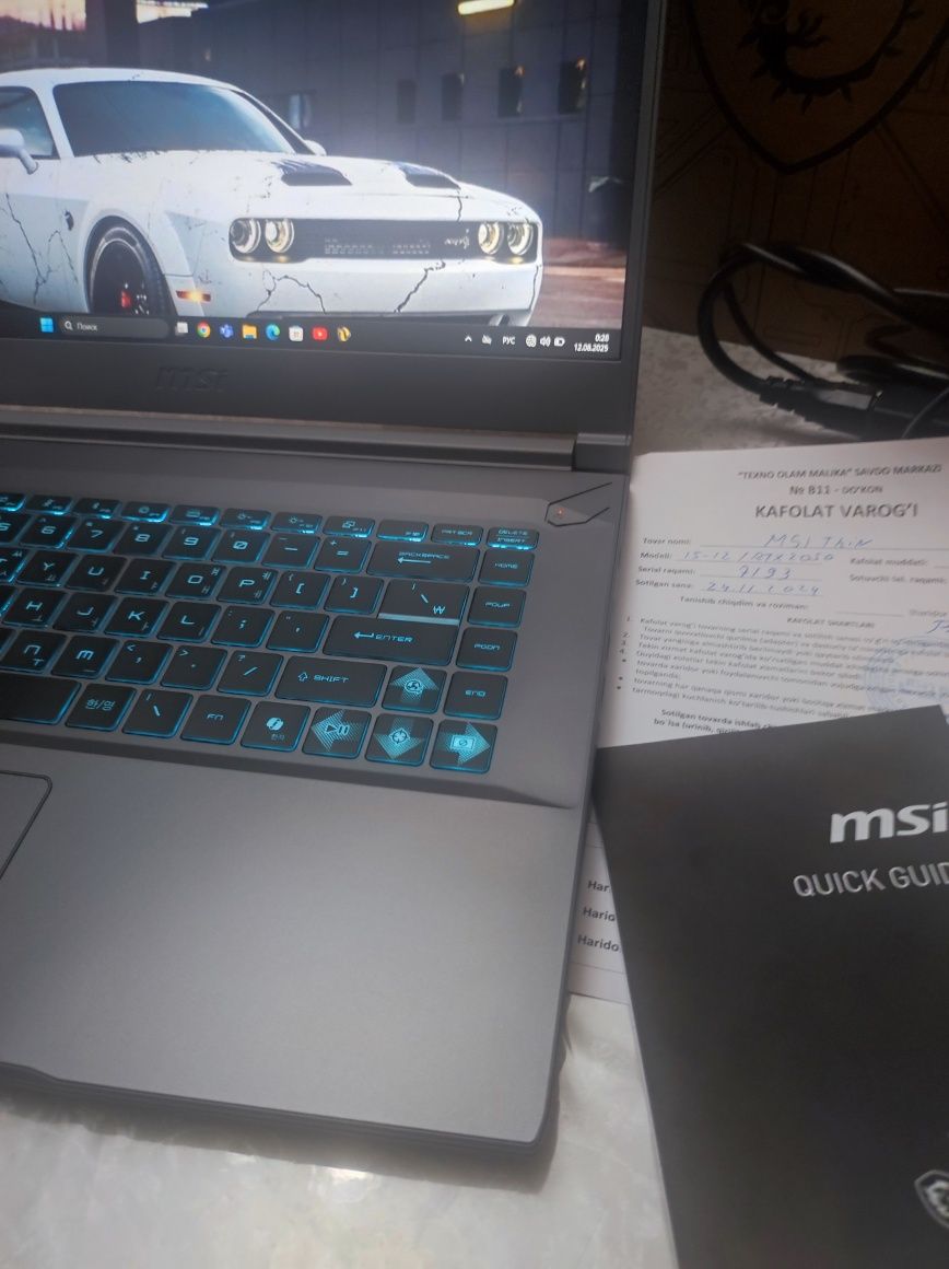 MSI Thin 15 B12UCX i5 12 avlod GAMiNG noutbuk notebook ноутбук