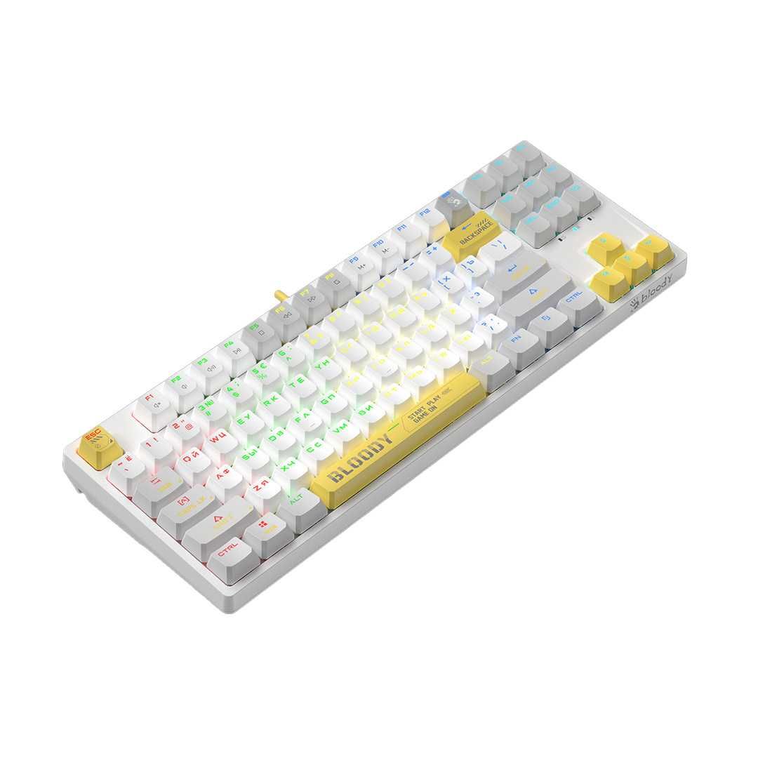 Игровая проводная клавиатура  Bloody S87 (ENERGY WHITE) RED SWITCH