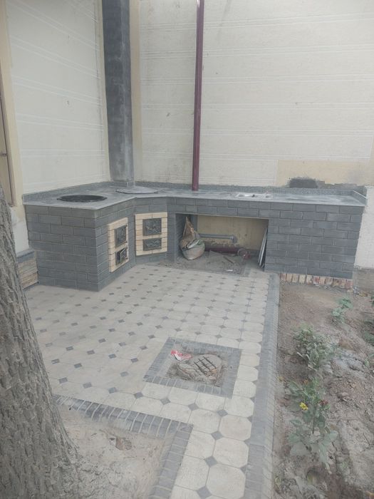 Барбекю, летняя кухня, камен