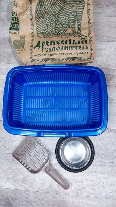 Лоток, лопатка, миска для кошек