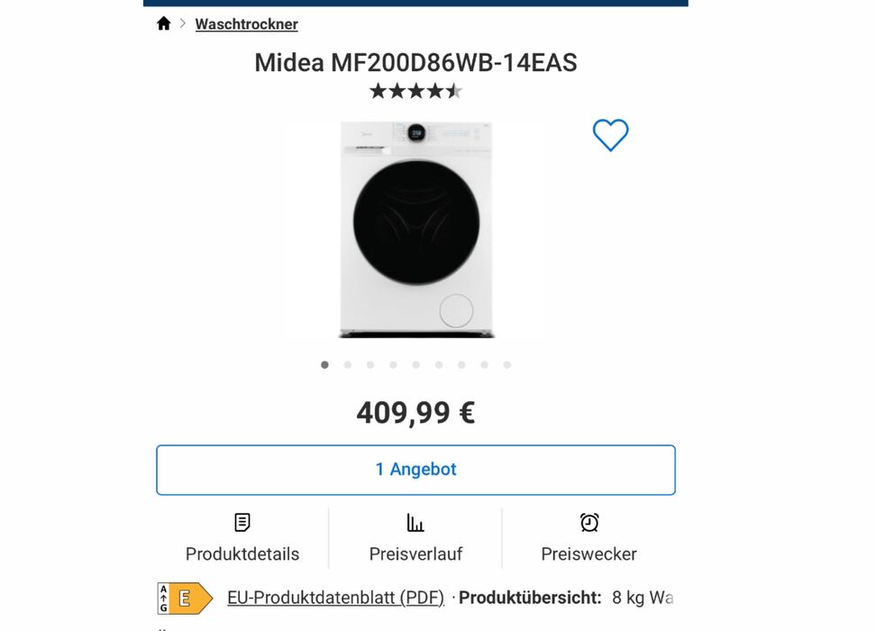 Masina de spalat rufe cu uscator Midea MF200D86WB-14EAS