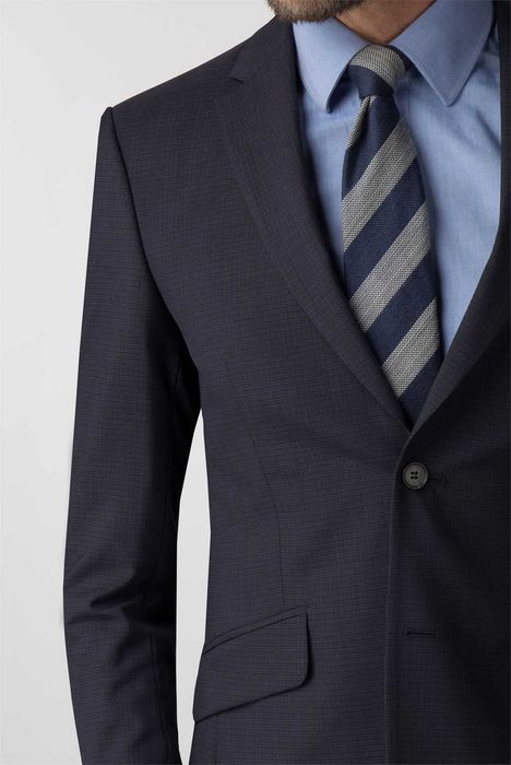 Sacou blazer slim 46 S premium Cinque lana extrafina albastru