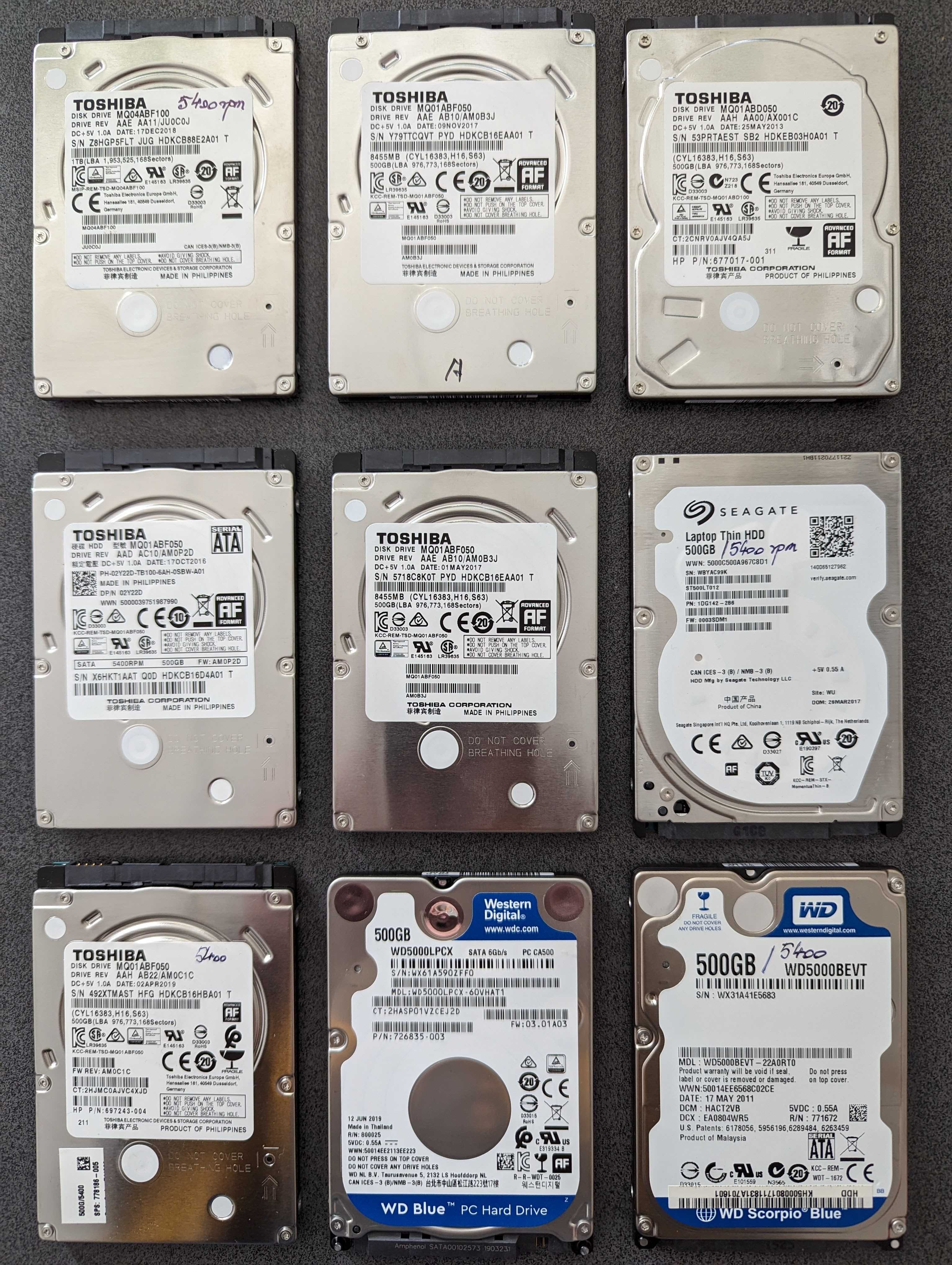 Hard disk-uri SATA, 500GB, pentru laptop, diferite brand-uri