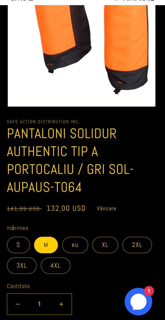 Pantaloni Solidur Authentic TIP A Portocaliu