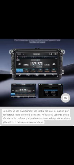 Navigatie Android 13 cu Android auto & Carplay Wireless, 2GB RAM, 32 G