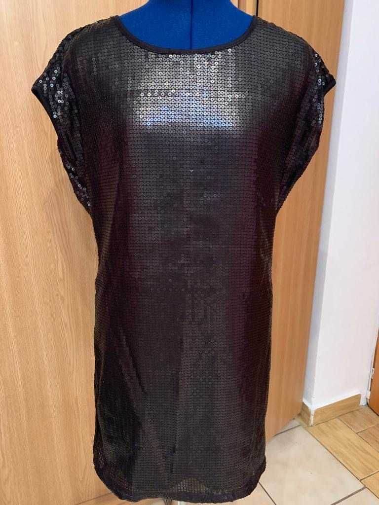 Rochie de ocazie NOU paiete RESERVED ZARA negru auriu mar S/M: 36-38