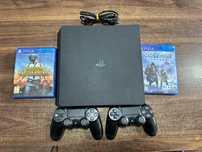 PlayStation 4 Slim 1TB, 2 джойстика и 2 игри