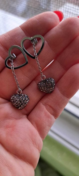 Обеци liu jo,цвят графит с канъни