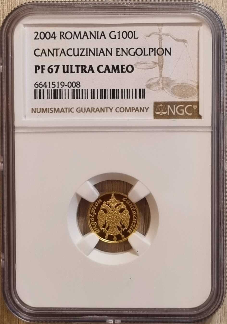 Moneda istoria aurului BNR englopion cantacuzin gradata NGC PF 67 UC