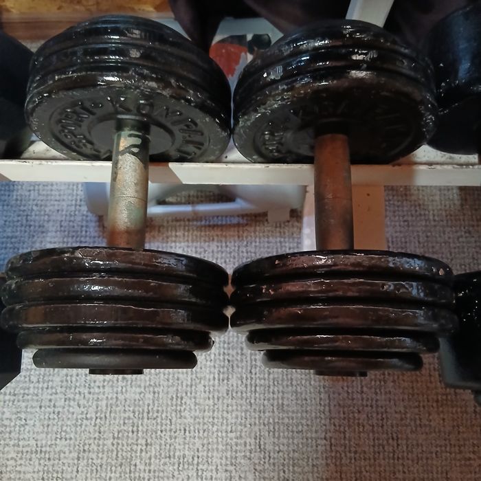 Gantere cauciucate 22.5 kg si 25 metalice