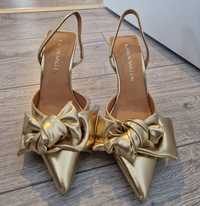 Pantofi aurii cu funda Karen Millen