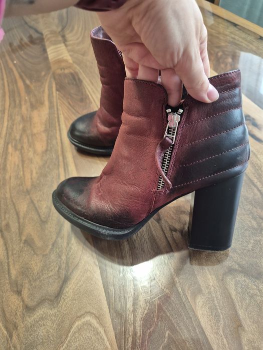Боти естествена кожа бордо