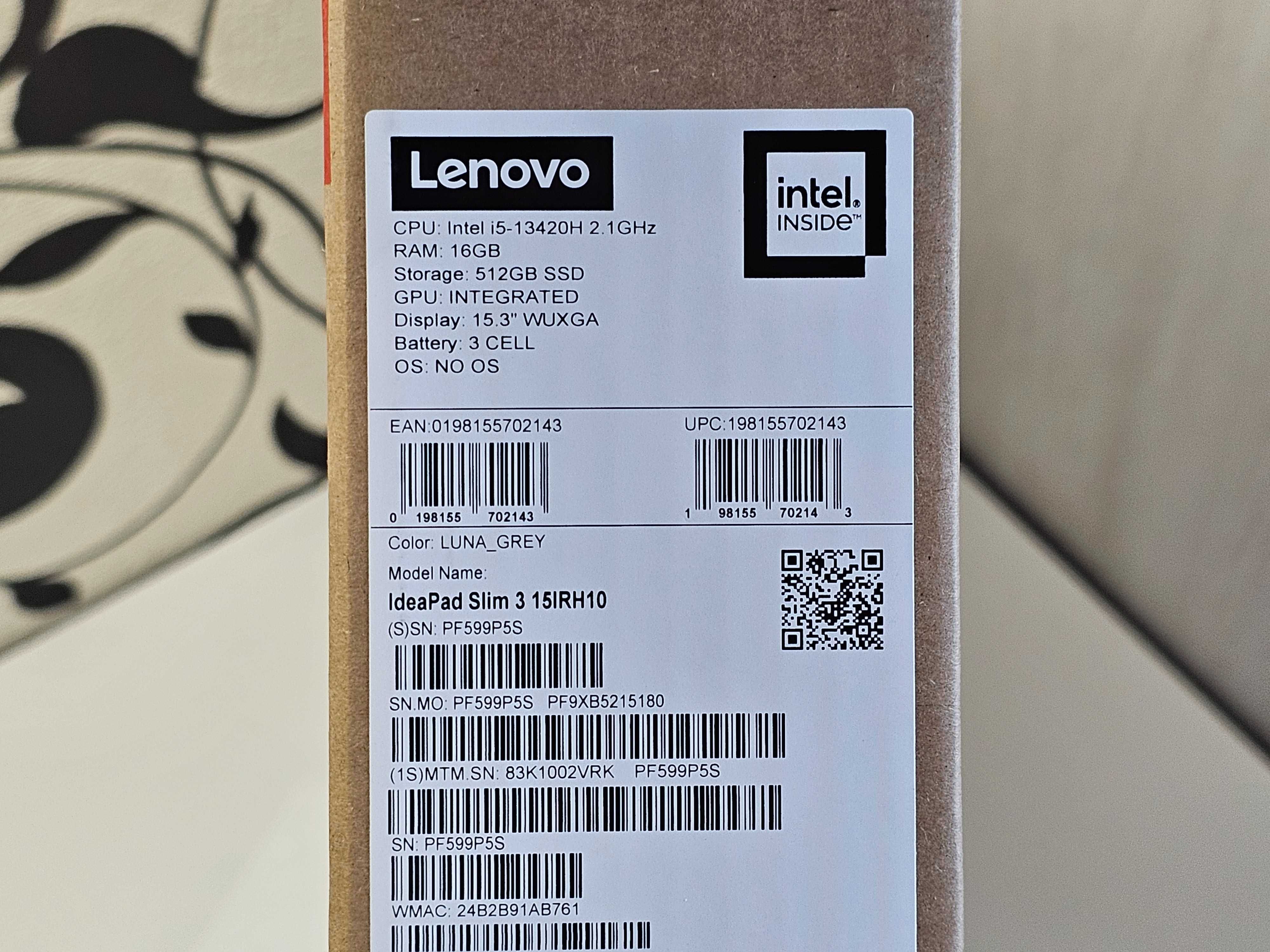 ПРОДАМ Lenovo SLIM 15IRH10 Мощный Ноутбук Core™ i5-13420H/16GB/512SSD.