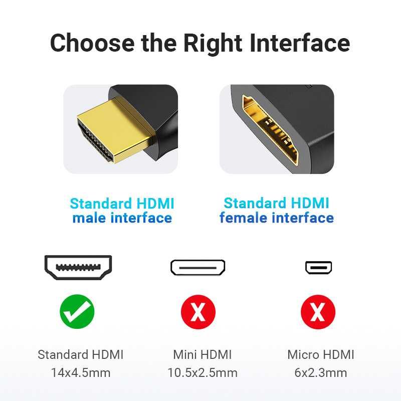 Адаптер HDMI Vertical Flat 90 градуса M/F – Vention AIPB0