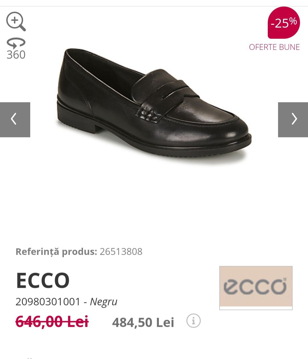 Ecco 40 balerini mocasini dama pantofi piele