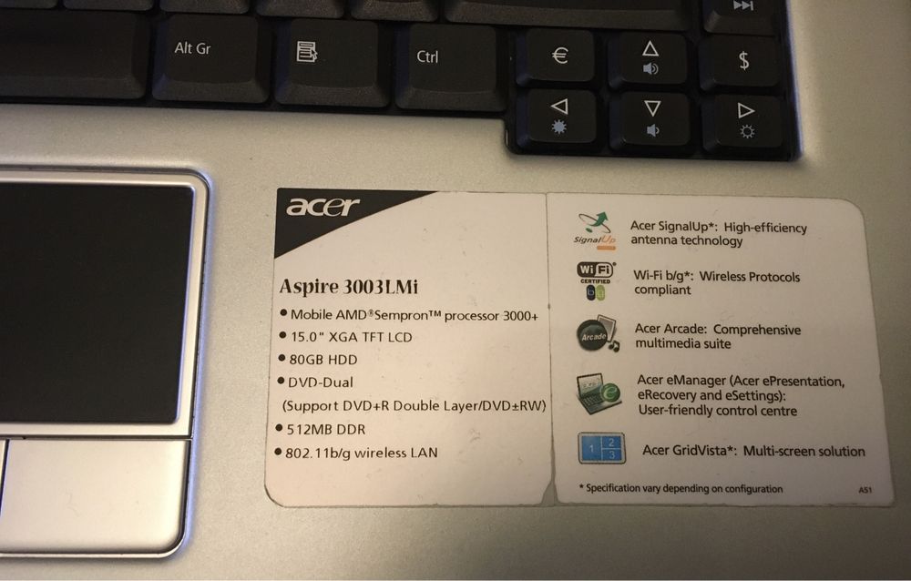 Laptop acer 3003 - pt programul Rabla
