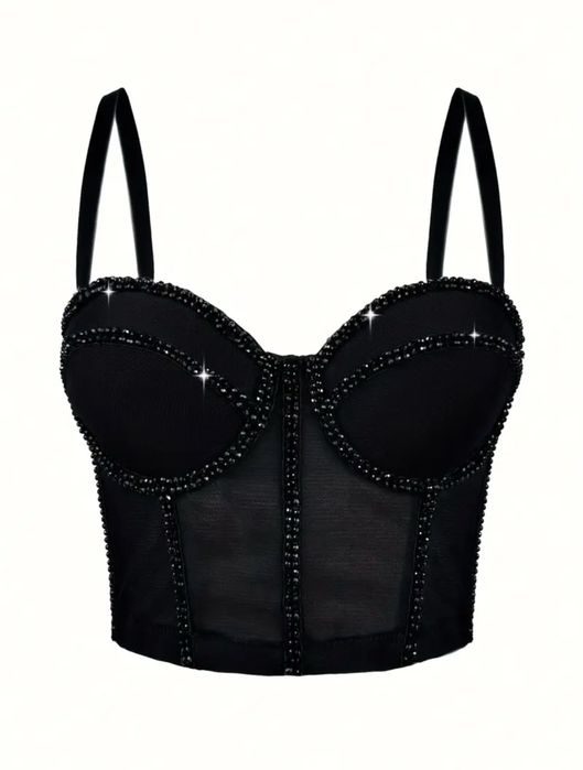Черен блестящ корсет