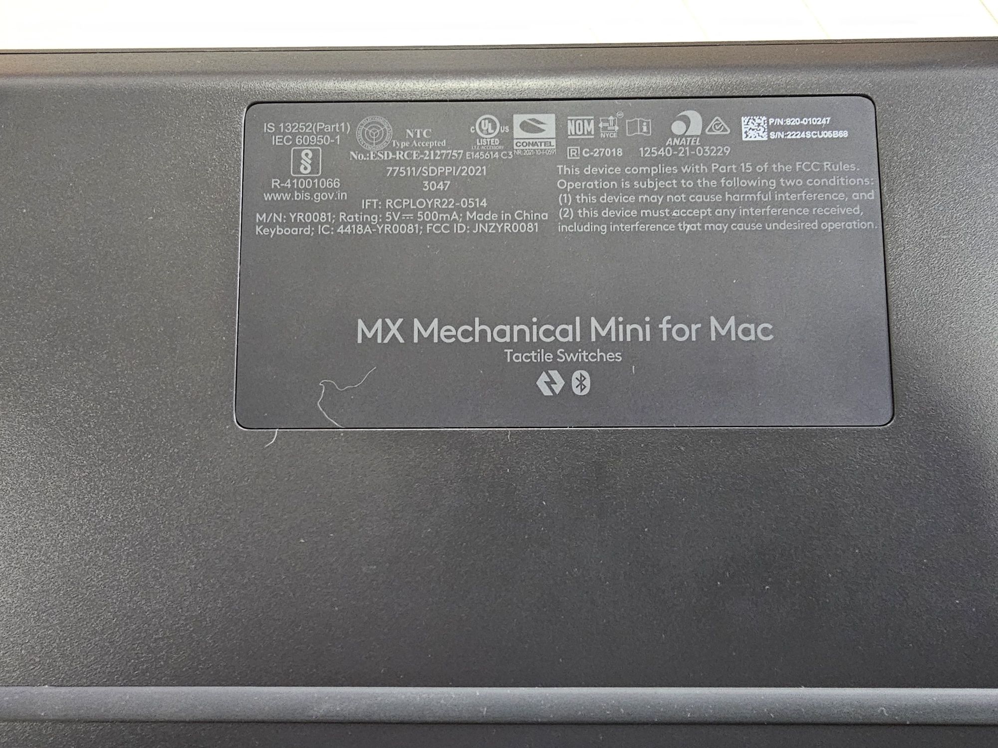 Механическая клавиатура для Apple Logitech MX Mechanical Mini For Mac