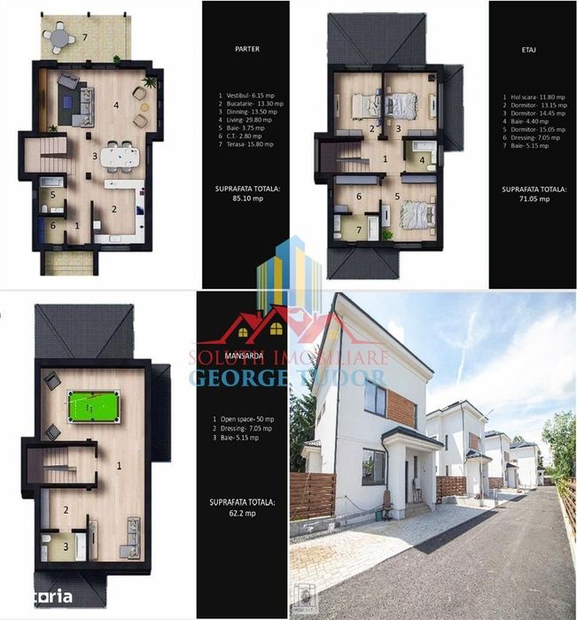 Vila P+1E+M 225 mp.utili, Soseaua Unirii, Corbeanca, NU se aplica TVA,