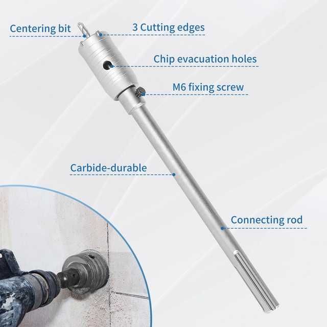 Set carote beton EXLECO 13 piese SDS Plus și SDS Max