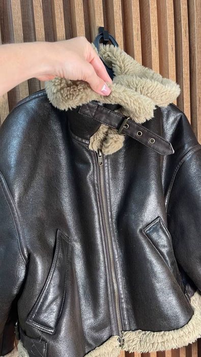 Palton din shearling scurtat Aviator Zara + geacă și cizme