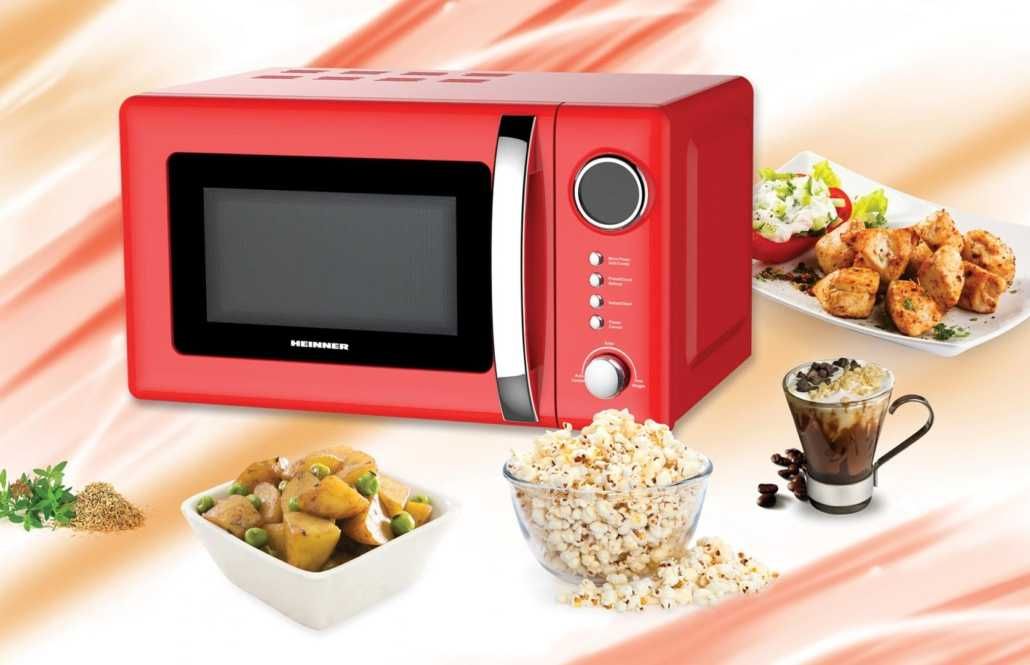 Нова микровълнова фурна HEINNER , 20 л,700 W Функция грил, Червена